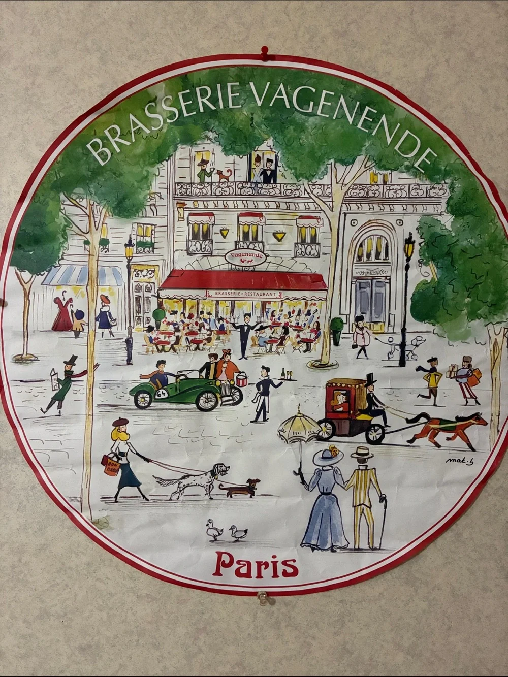 Paris Brasserie Wall Art - Red, Green, White